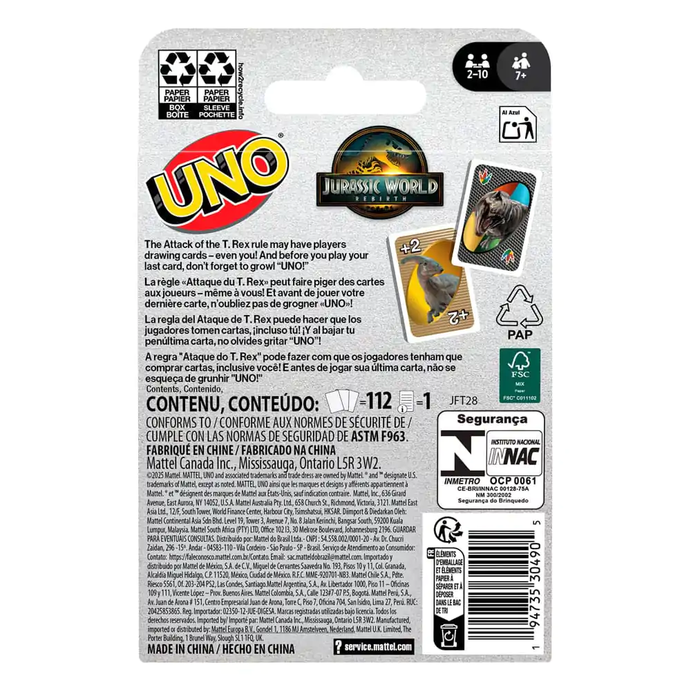 Jurassic World Rebirth UNO karetní hra fotografii produktu