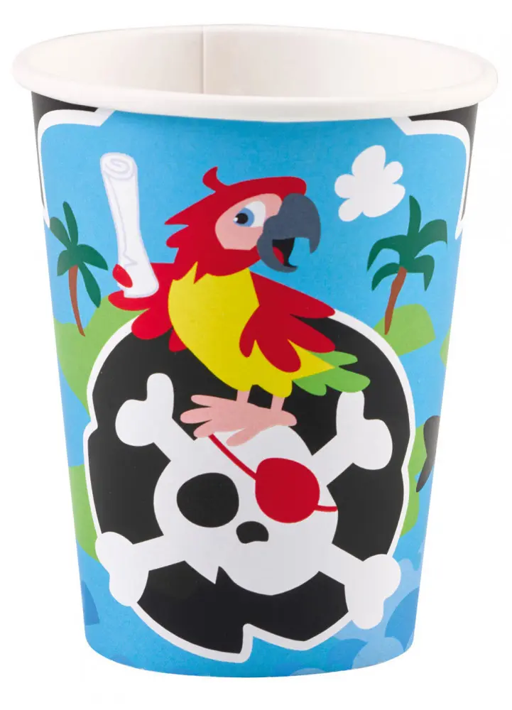 Pirátské papírové kelímky 8 ks 250 ml fotografii produktu