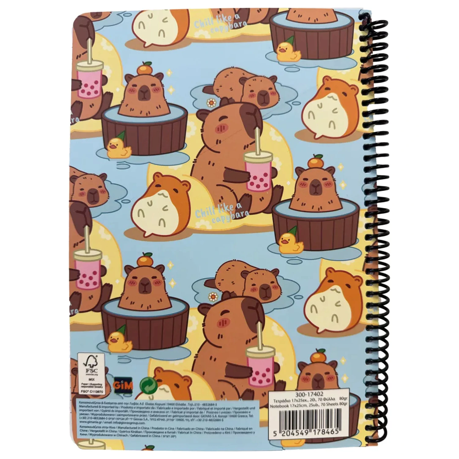 Capybara Chill B/5 Lined Spiral sešit 70 listů fotografii produktu