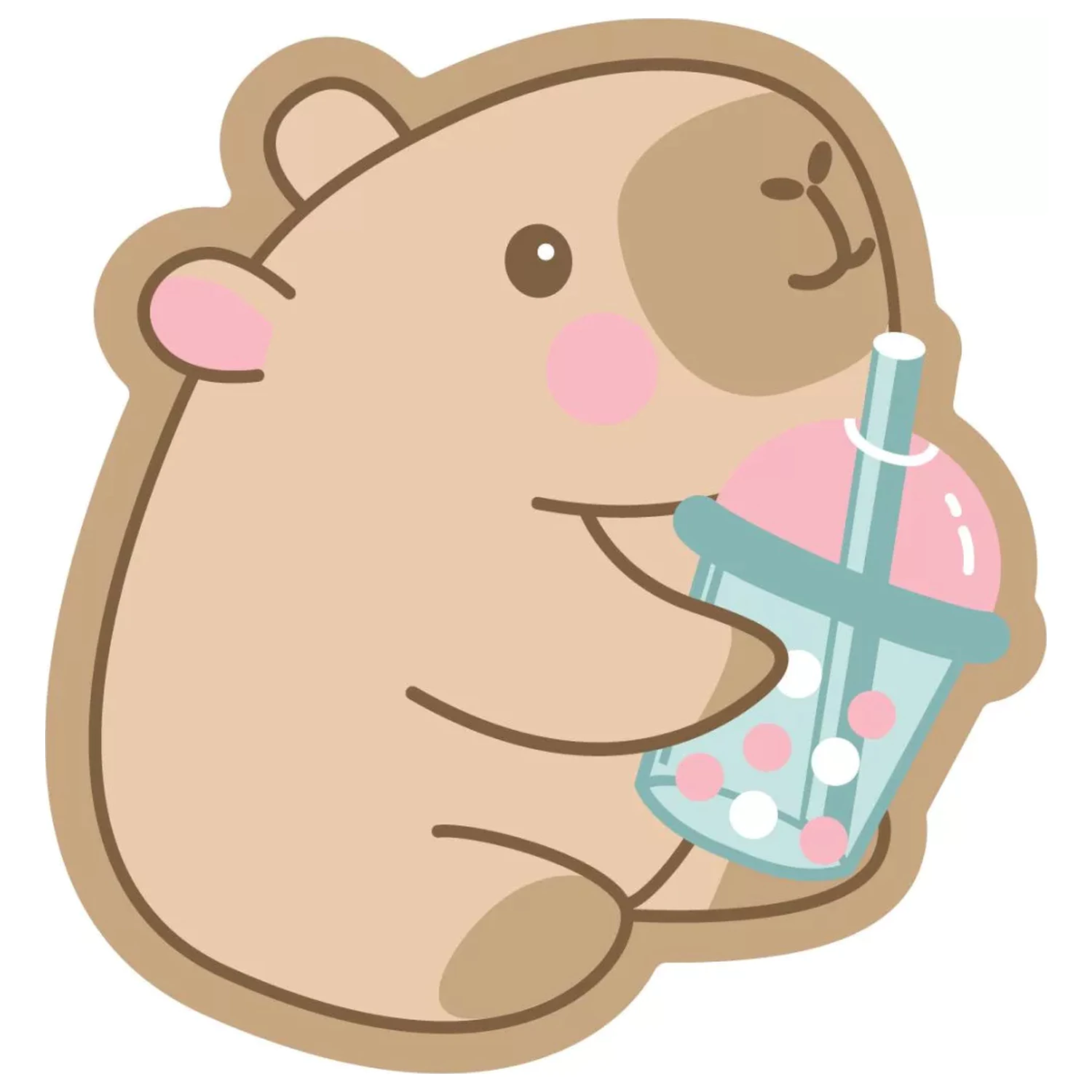 Capybara Drink tvarovaný polštář, dekorační polštář 35x33 cm fotografii produktu