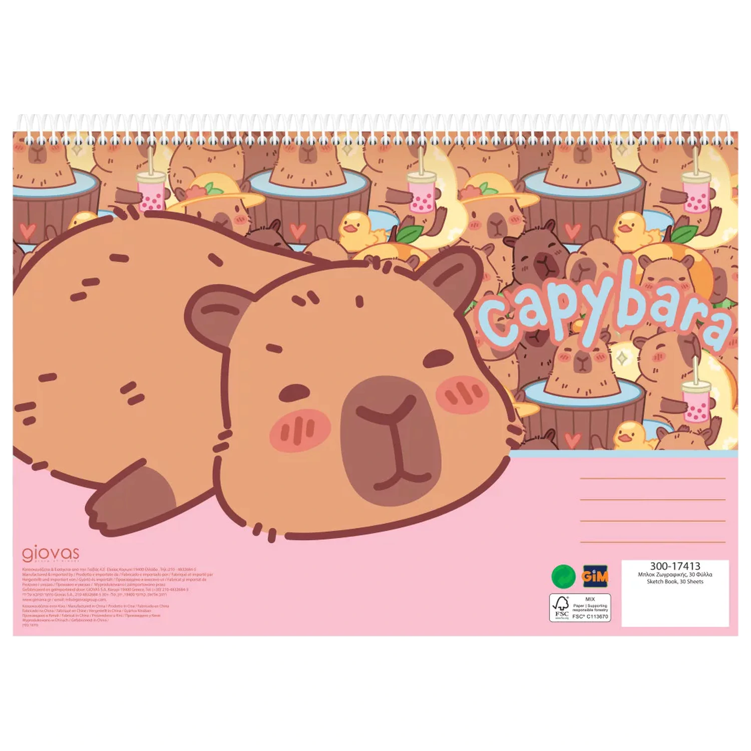 Capybara Happy Life A/4 spirálový skicák, 30 listů fotografii produktu