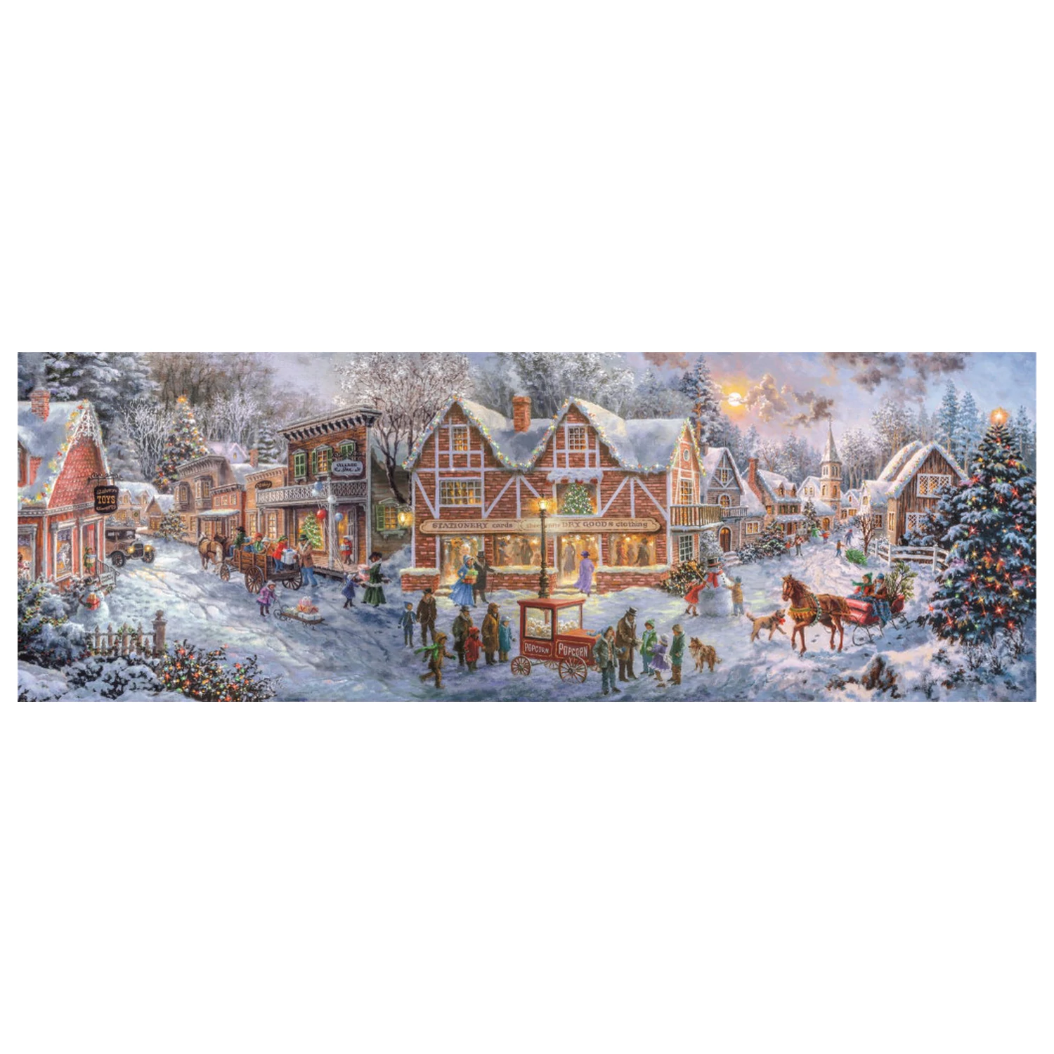 Christmas Village Getting Ready 1000dílné panoramatické puzzle Clementoni fotografii produktu