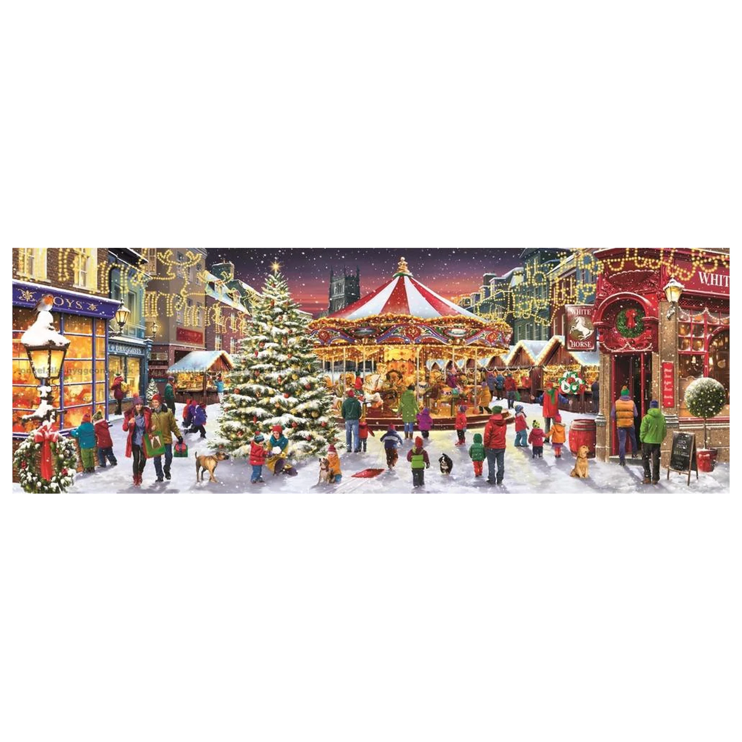 Vánoční vesnice 1000dílné panoramatické puzzle Clementoni fotografii produktu