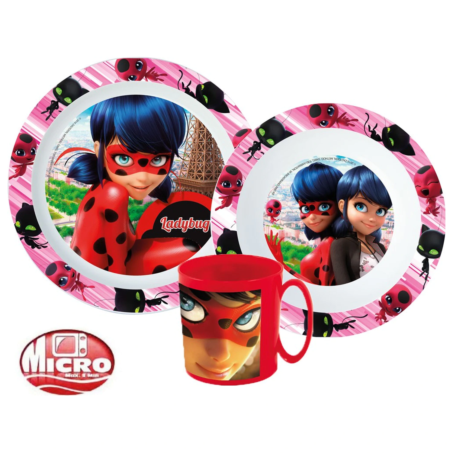 Miraculous: Tales of Ladybug & Cat Noir Adventures Heroes jídelní set, mikro plastový set s hrnkem fotografii produktu