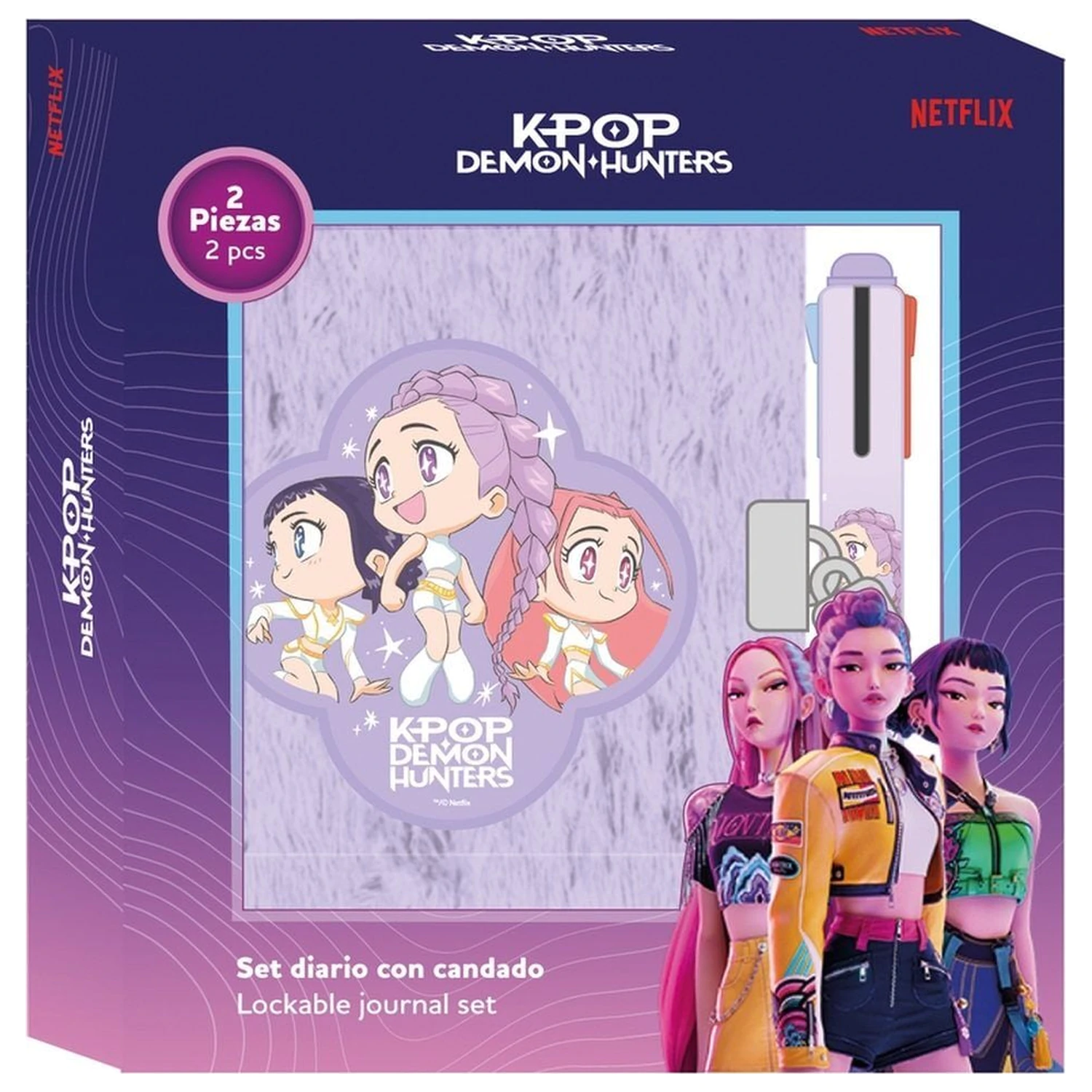 Kpop Demon Hunters Chibi diářová sada + čtyřbarevné pero fotografii produktu