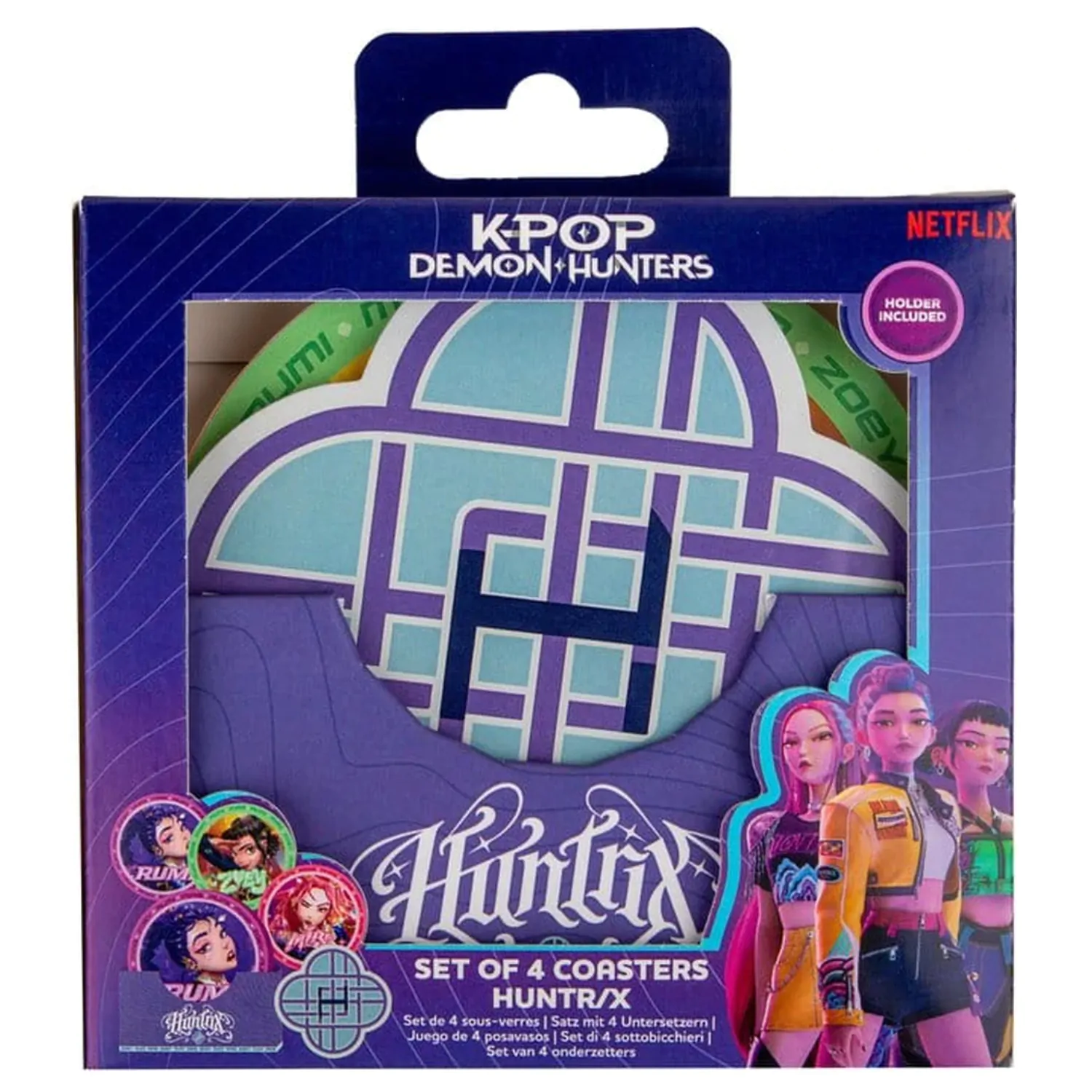 KPop Demon Hunters Sada 4 Podtácků HUNTR/X fotografii produktu