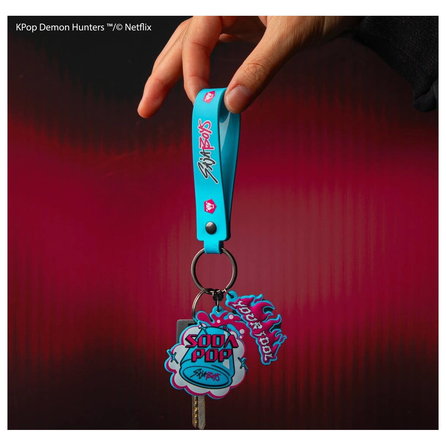 KPop Demon Hunters Wristlet Keychain Soda Pop přívěsek na klíče s náramkem fotografii produktu
