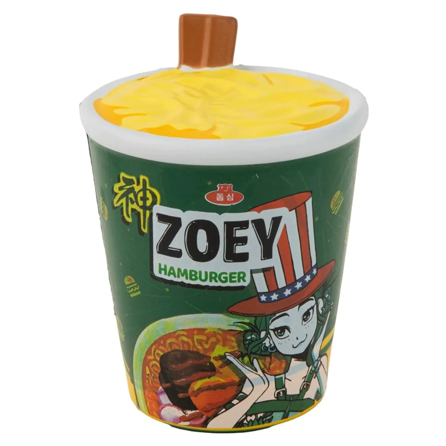 KPop Demon Hunters Squishy Anti Stress Figure Zoey Hamburger Noodles fotografii produktu