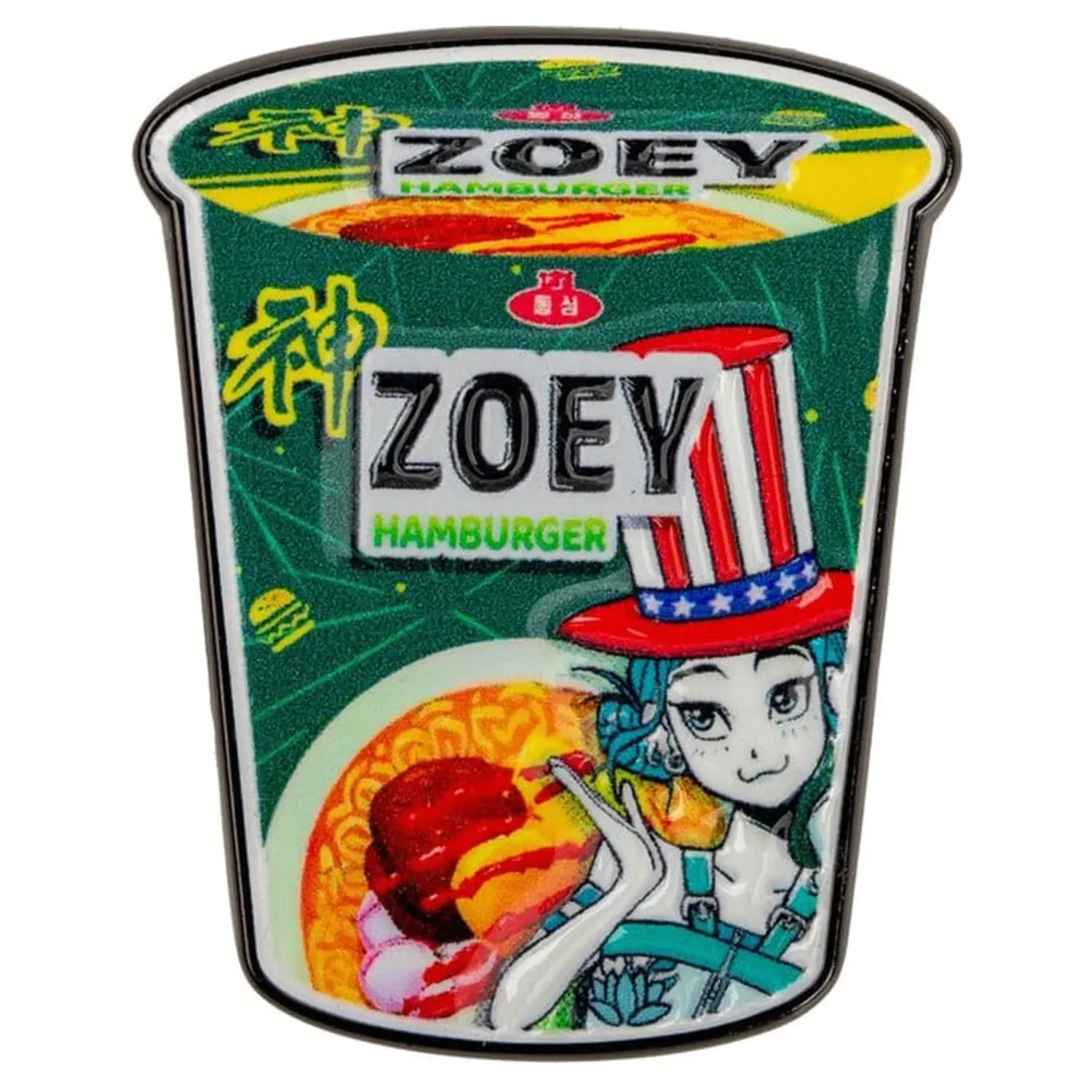 KPop Demon Hunters odznak Zoey Hamburger Noodles fotografii produktu
