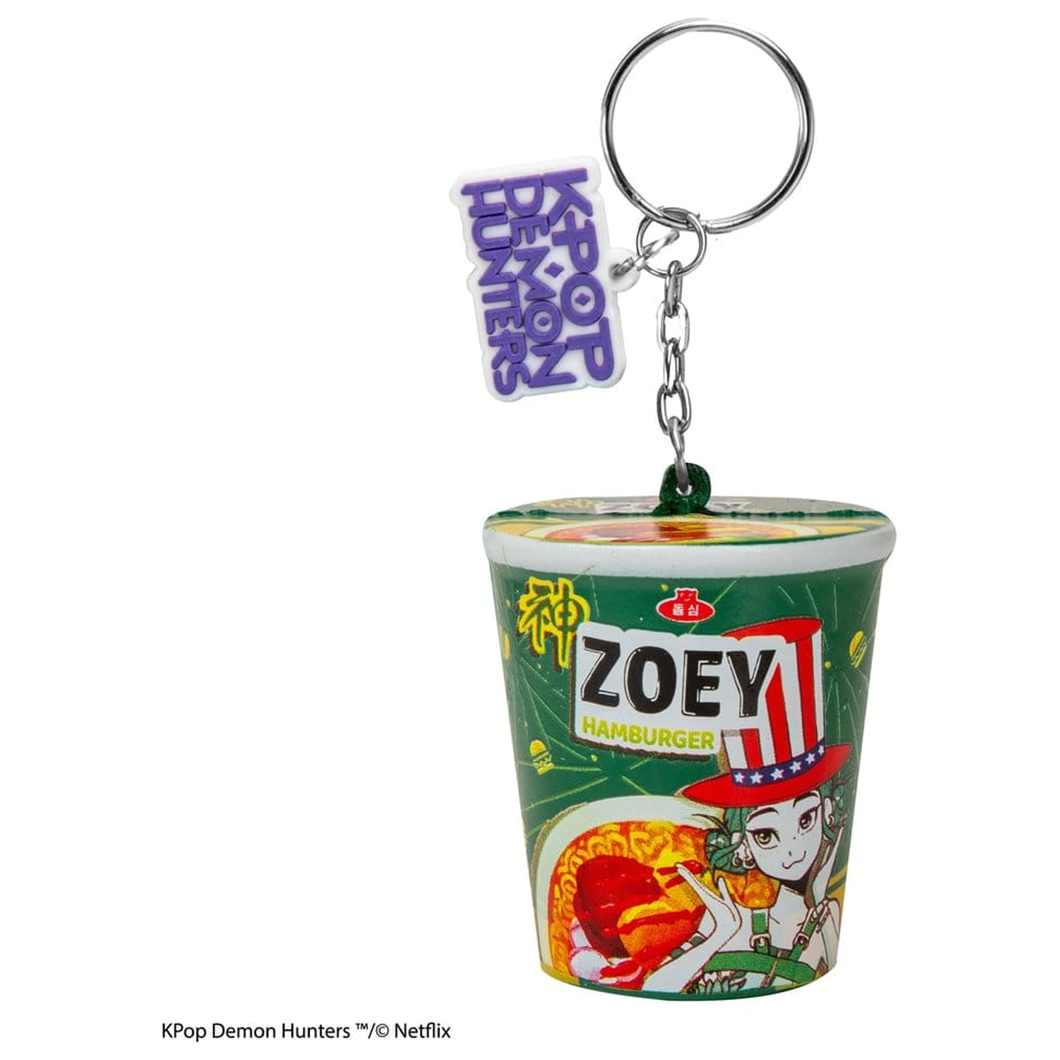 KPop Demon Hunters Squishy Klíčenka Zoey Hamburger Noodles fotografii produktu
