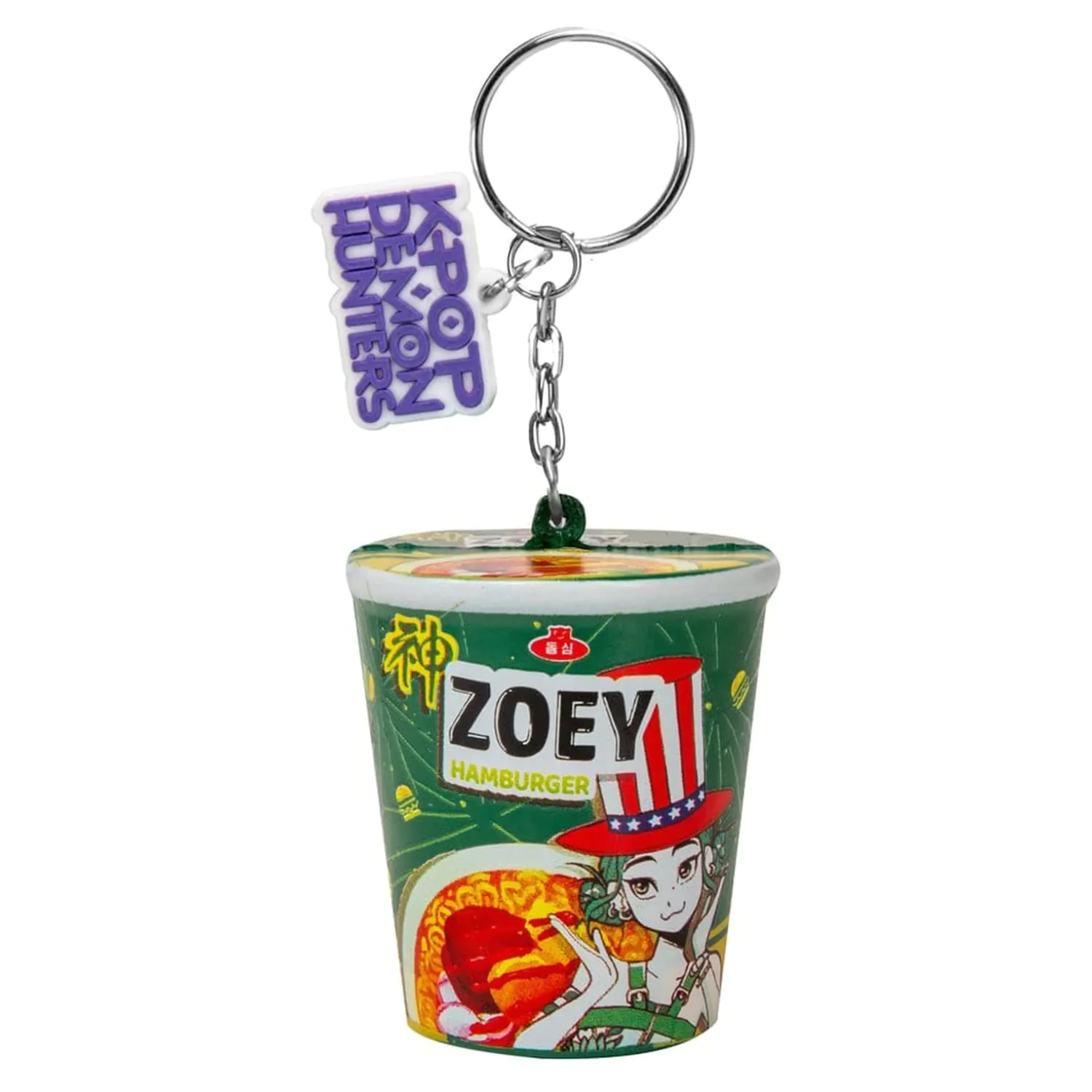 KPop Demon Hunters Squishy Klíčenka Zoey Hamburger Noodles fotografii produktu