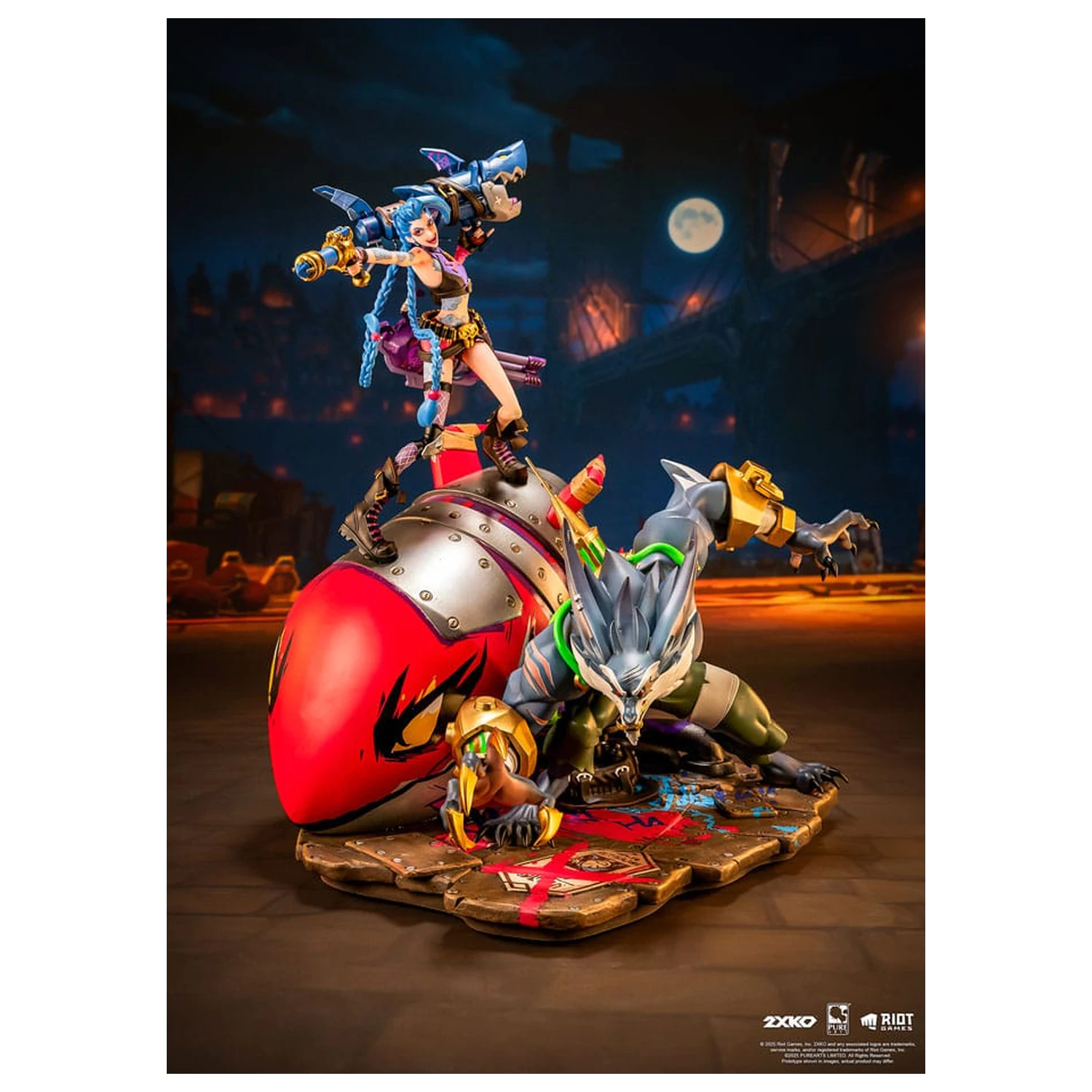 League of Legends Socha 1/10 2XKO Jinx & Warwick Dioráma 37 cm fotografii produktu