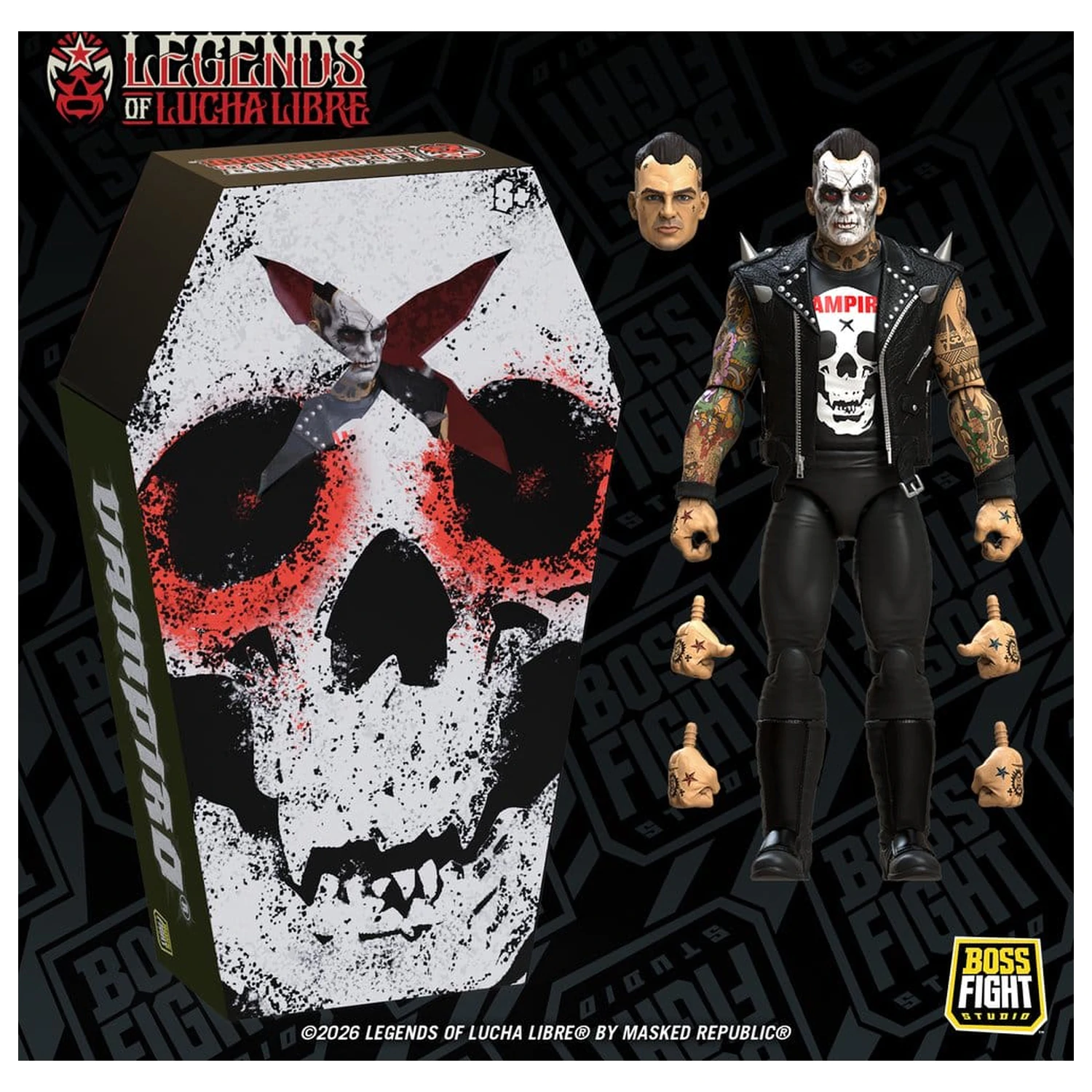 Akční figurka Legends of Lucha Libre Fanaticos Vampiro Coffin Box Resurrected 15 cm fotografii produktu