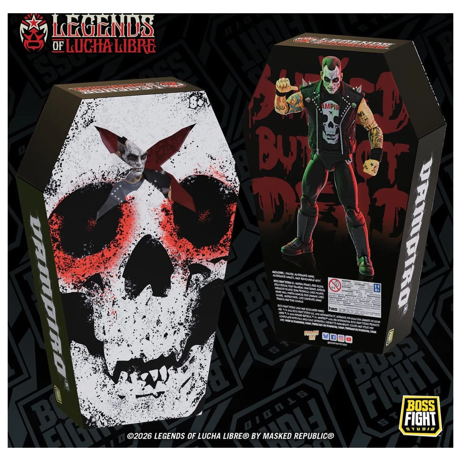 Akční figurka Legends of Lucha Libre Fanaticos Vampiro Coffin Box Resurrected 15 cm fotografii produktu
