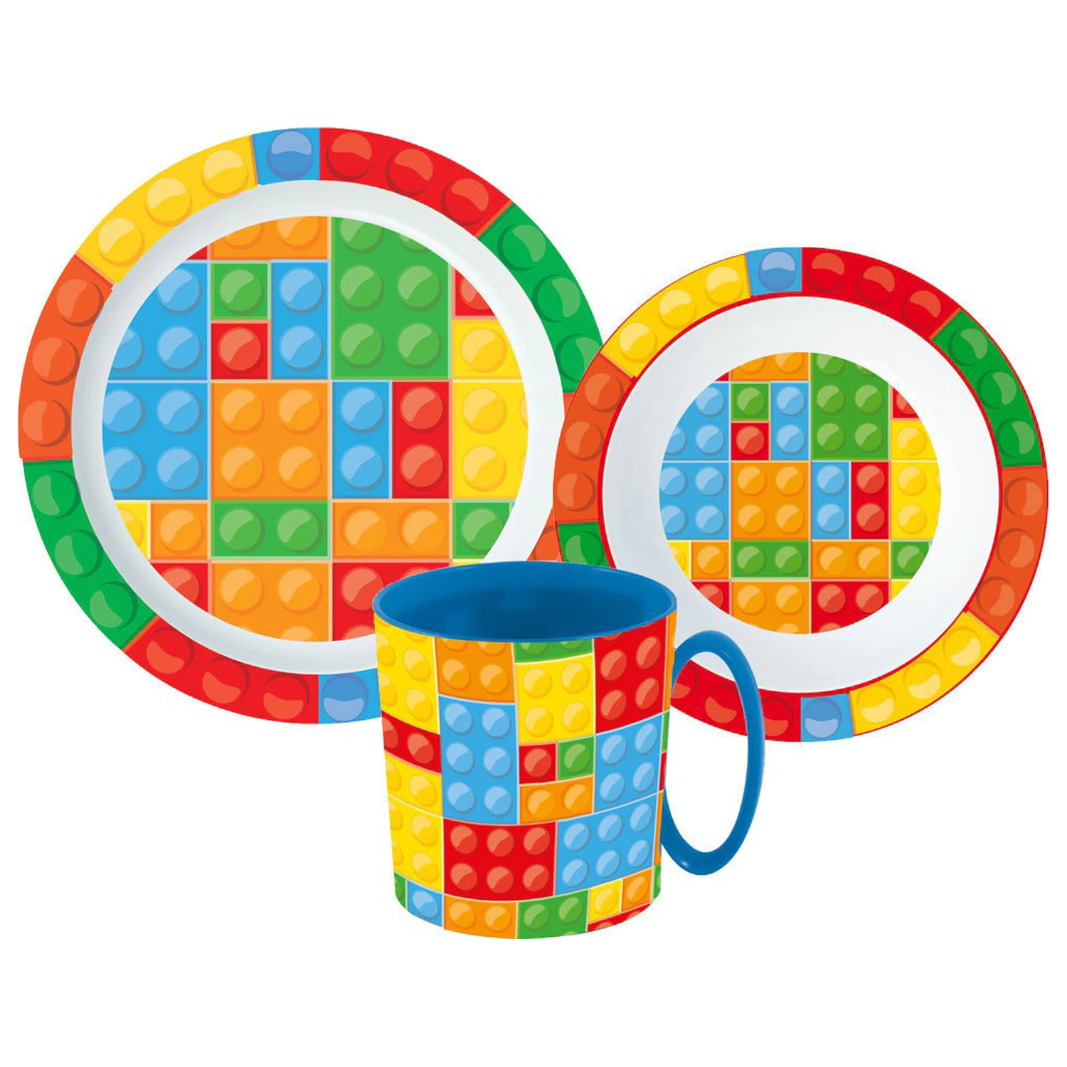 Lego Pattern Bricks jídelní set, mikro plastový set s hrnkem 350 ml fotografii produktu