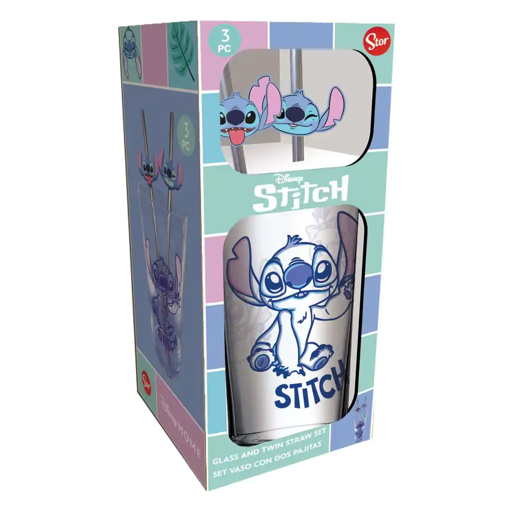 Lilo & Stitch Skleněná sklenice s brčky Stitch 485 ml fotografii produktu