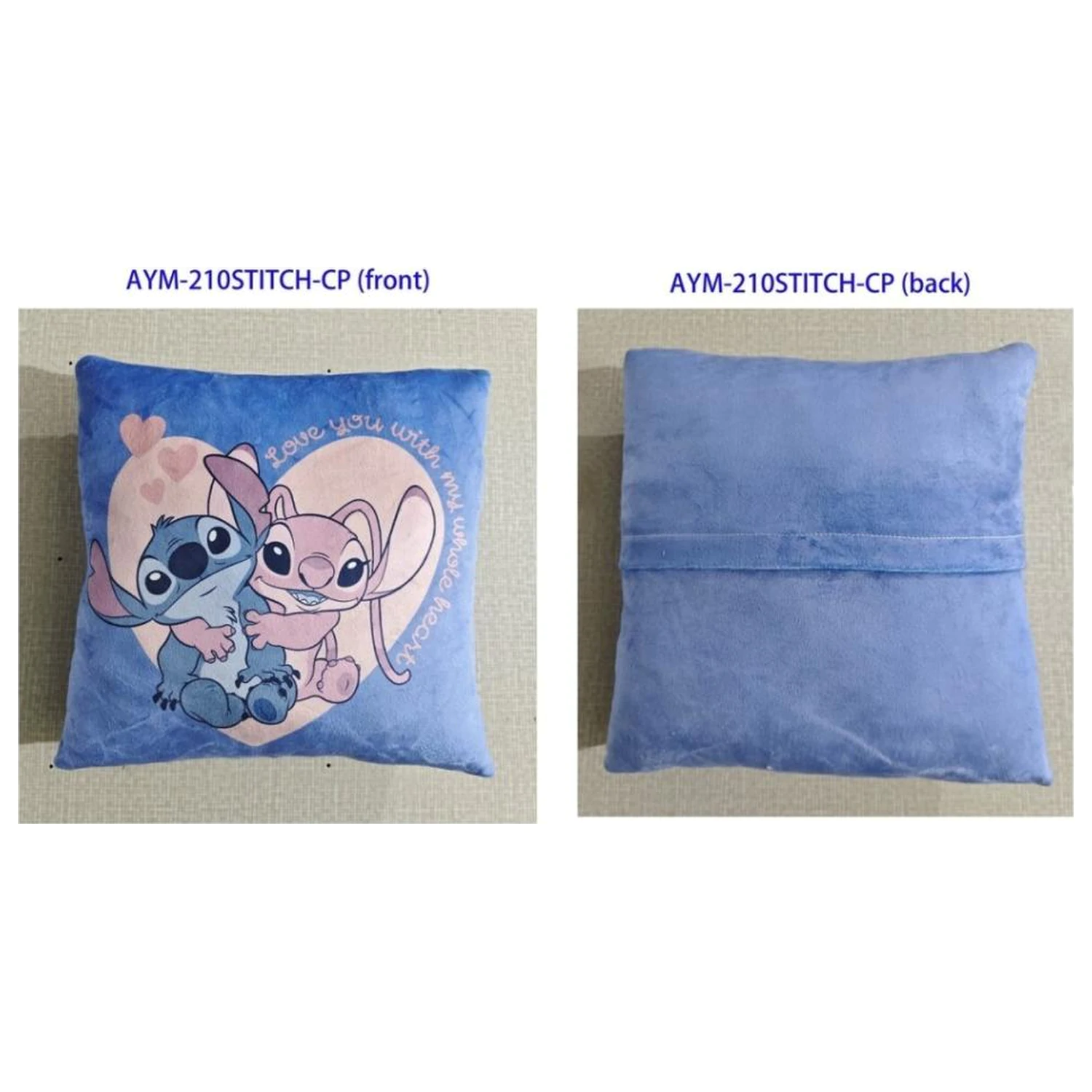 Lilo & Stitch Love you with my whole heart Polštář 35x35cm fotografii produktu