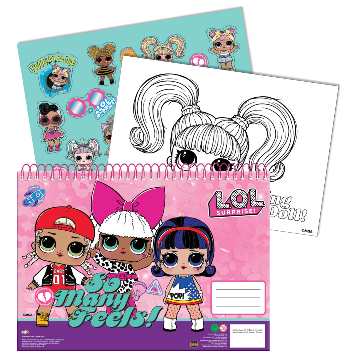 LOL Surprise Many Feels A/4 spirálový skicák 40 listů s nálepkami fotografii produktu