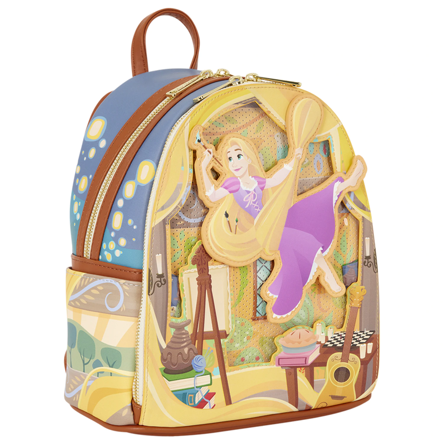 Loungefly Disney Tangled Rapunzel Glow Pin Trader batoh 26cm fotografii produktu