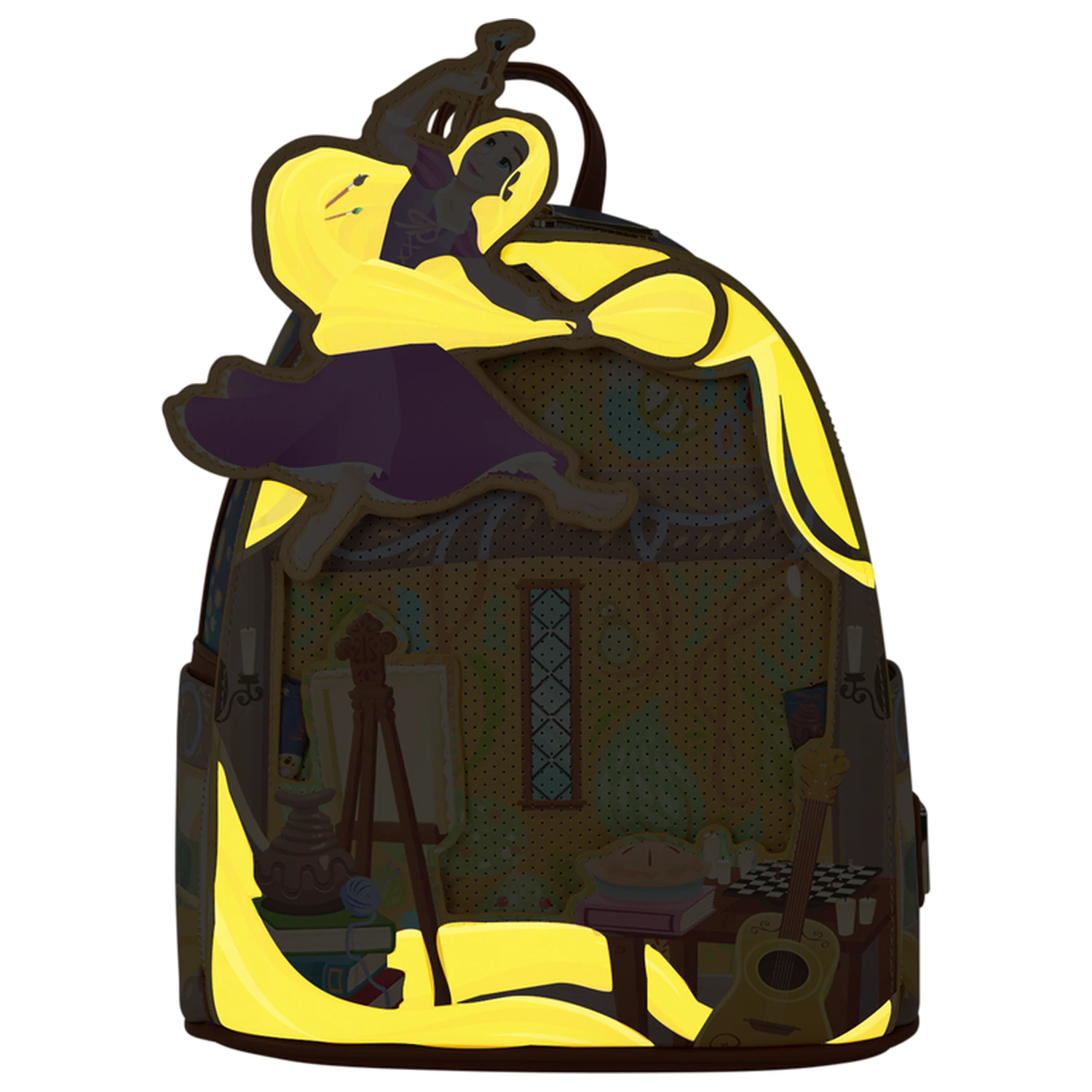 Loungefly Disney Tangled Rapunzel Glow Pin Trader batoh 26cm fotografii produktu