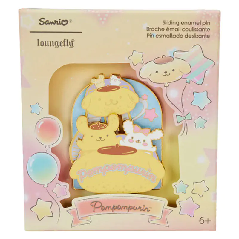 Loungefly Sanrio Pompompurin smaltovaný odznak fotografii produktu