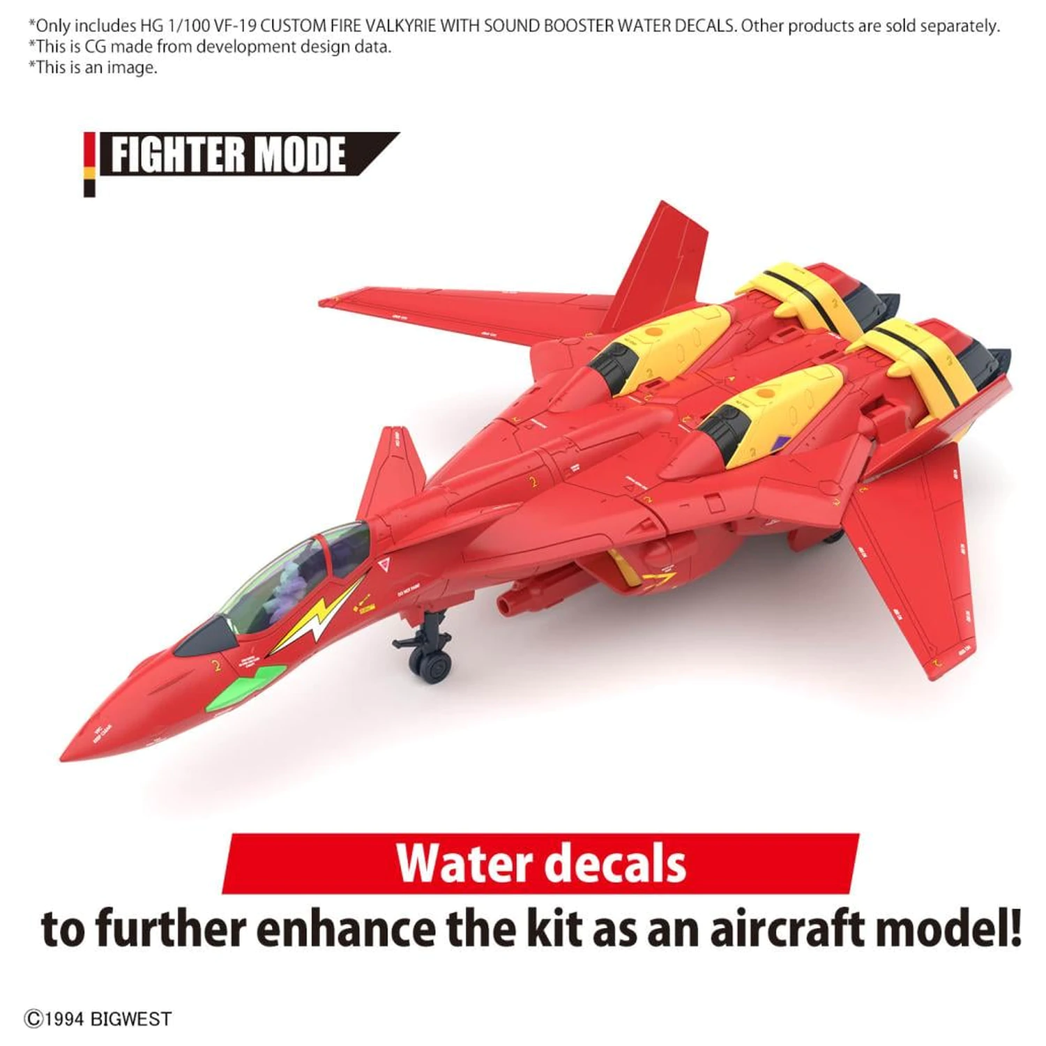 Macross HG 1/100 VF-19 Custom Fire Valkyrie Water Decals modelová sada fotografii produktu