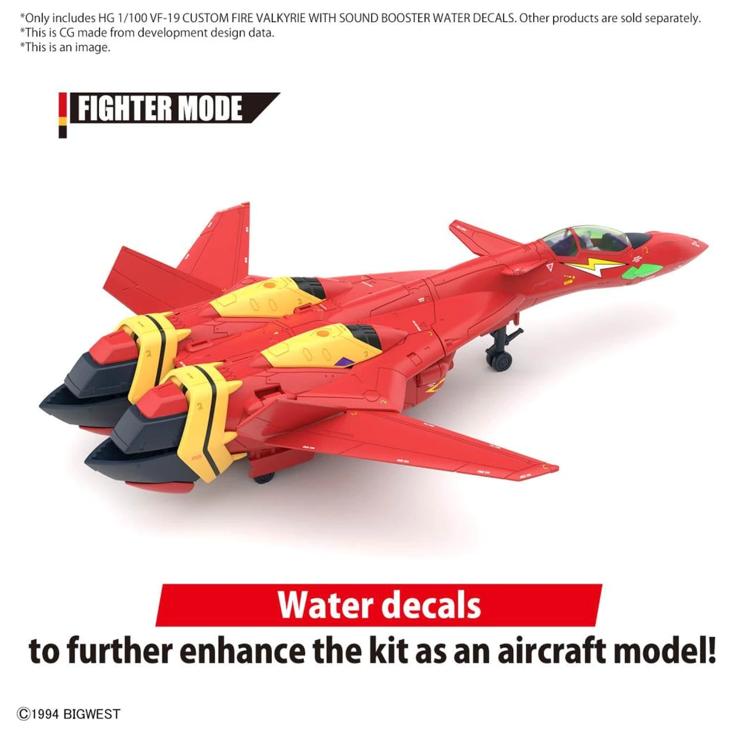 Macross HG 1/100 VF-19 Custom Fire Valkyrie Water Decals modelová sada fotografii produktu