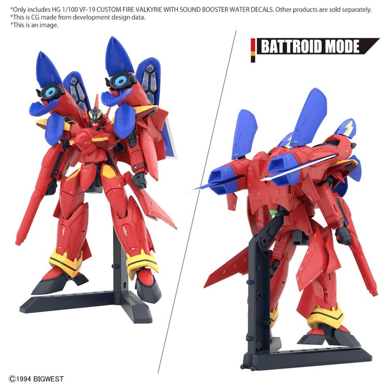 Macross HG 1/100 VF-19 Custom Fire Valkyrie Water Decals modelová sada fotografii produktu