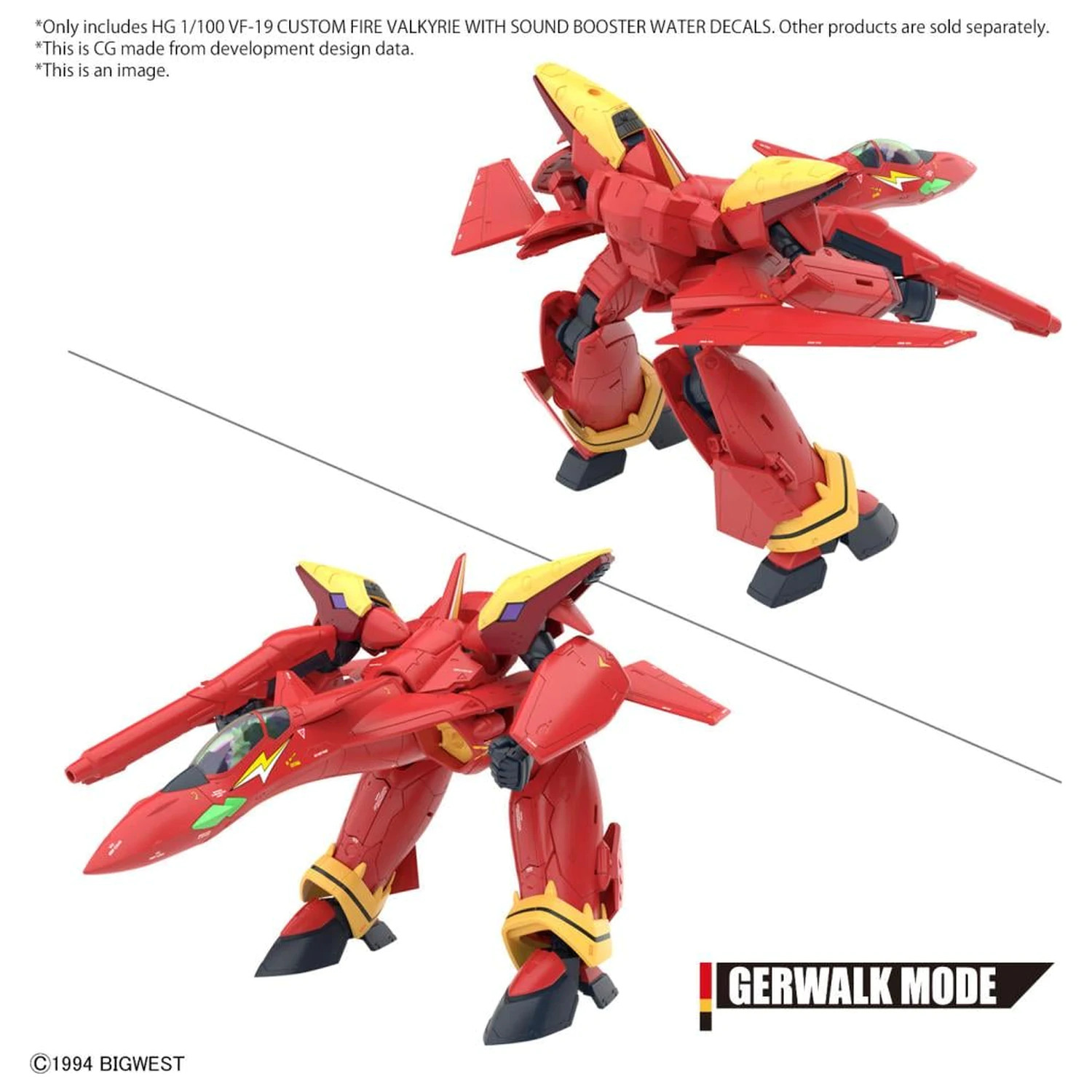 Macross HG 1/100 VF-19 Custom Fire Valkyrie Water Decals modelová sada fotografii produktu