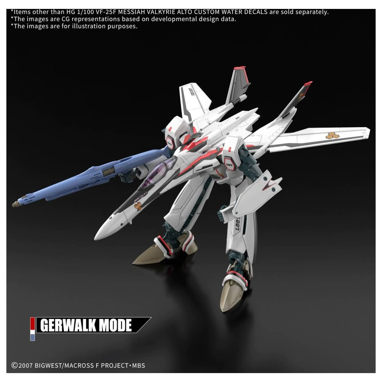 Macross HG 1/100 VF-25F Messiah Valkyrie vodní obtisky modelová sada fotografii produktu