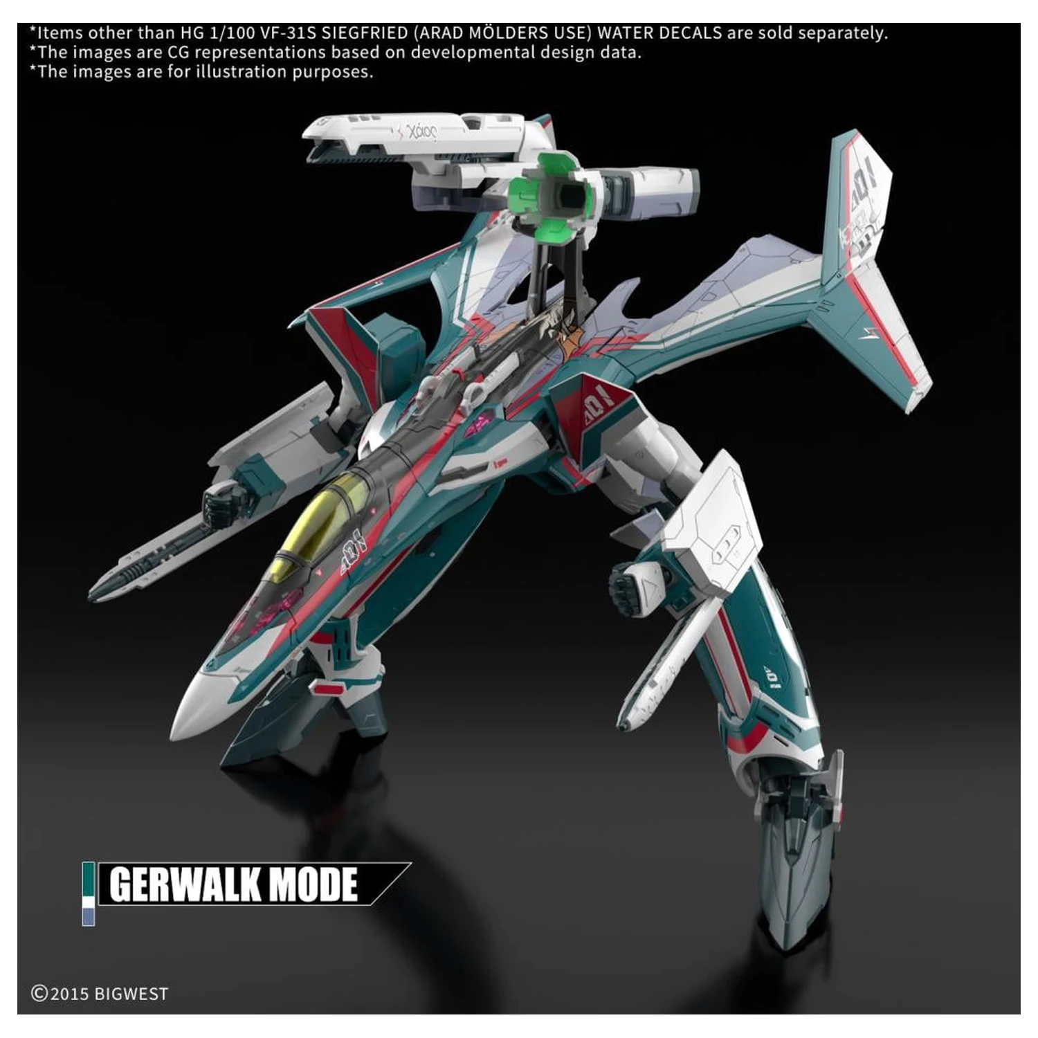 Macross HG 1/100 VF-31S Siegfried Water Decals Model stavebnice fotografii produktu