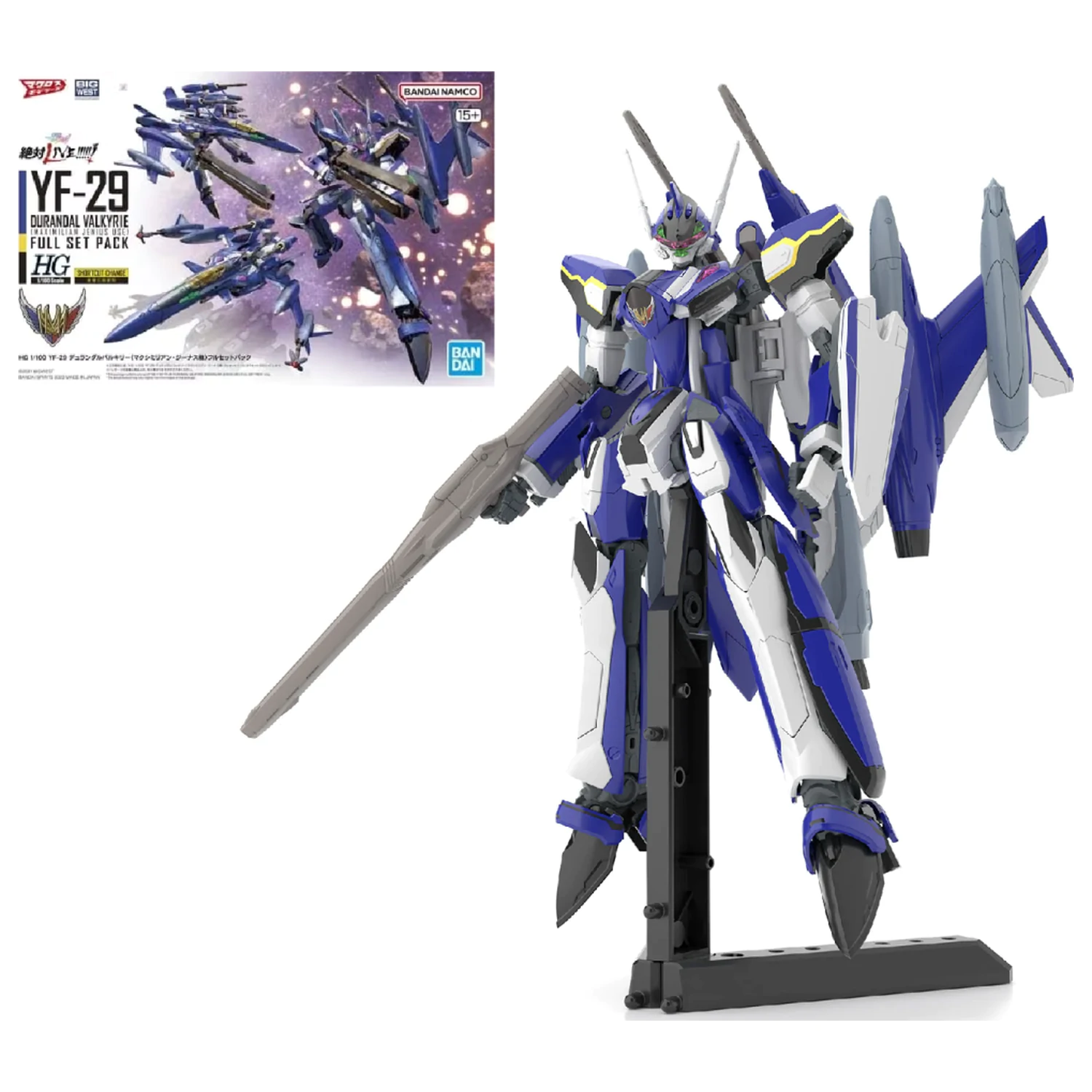 MACROSS HG 1/100 YF-29 Durandal Valkyrie Full Set Model Stavebnice fotografii produktu