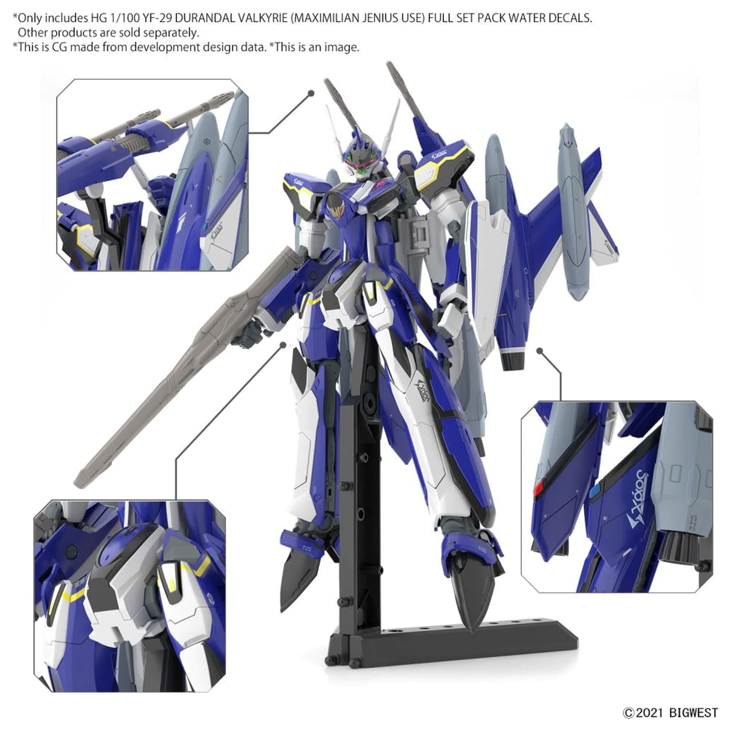Macross HG 1/100 YF-29 Durandal Valkyrie Full Set obtisk Model Kit fotografii produktu