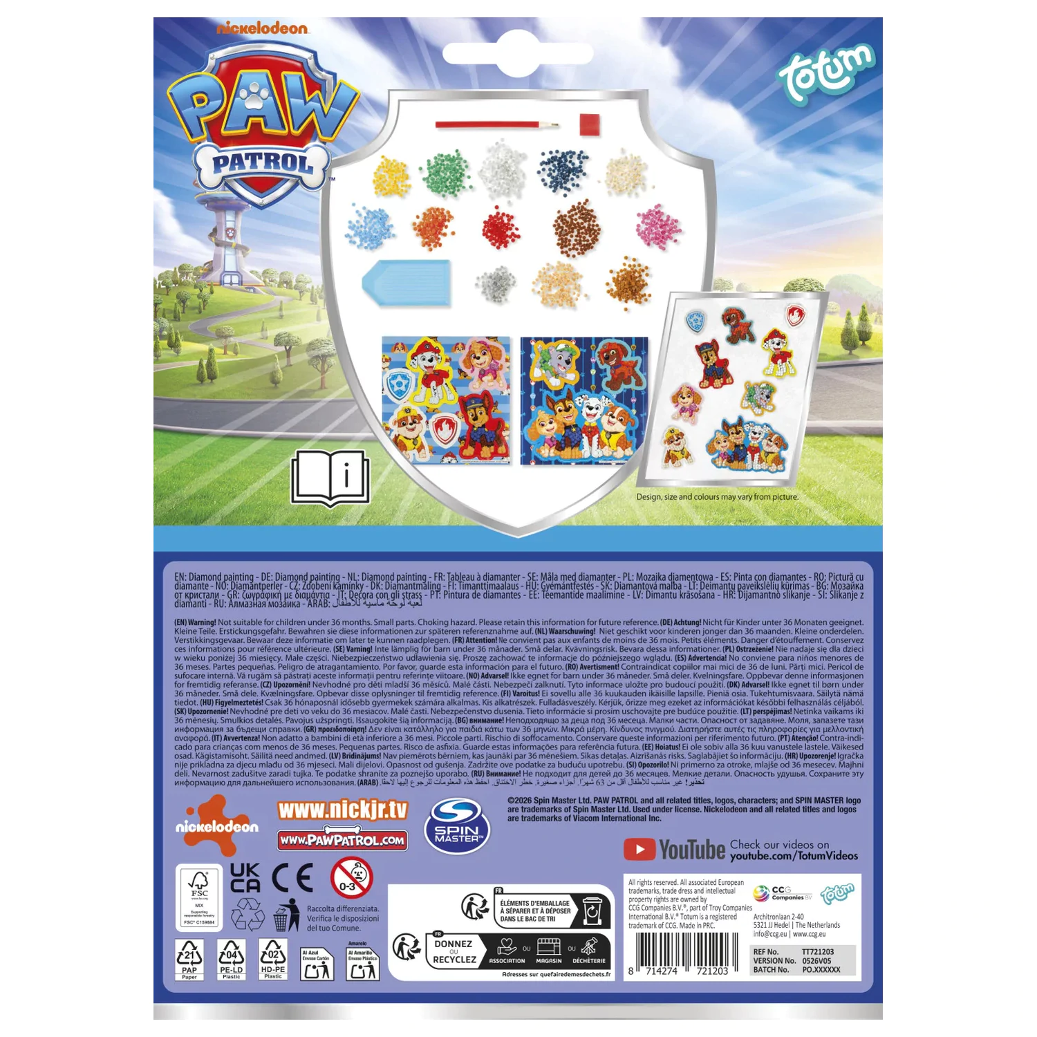 Paw Patrol Best Team diamantové malování samolepky, 9 kusů v balení fotografii produktu