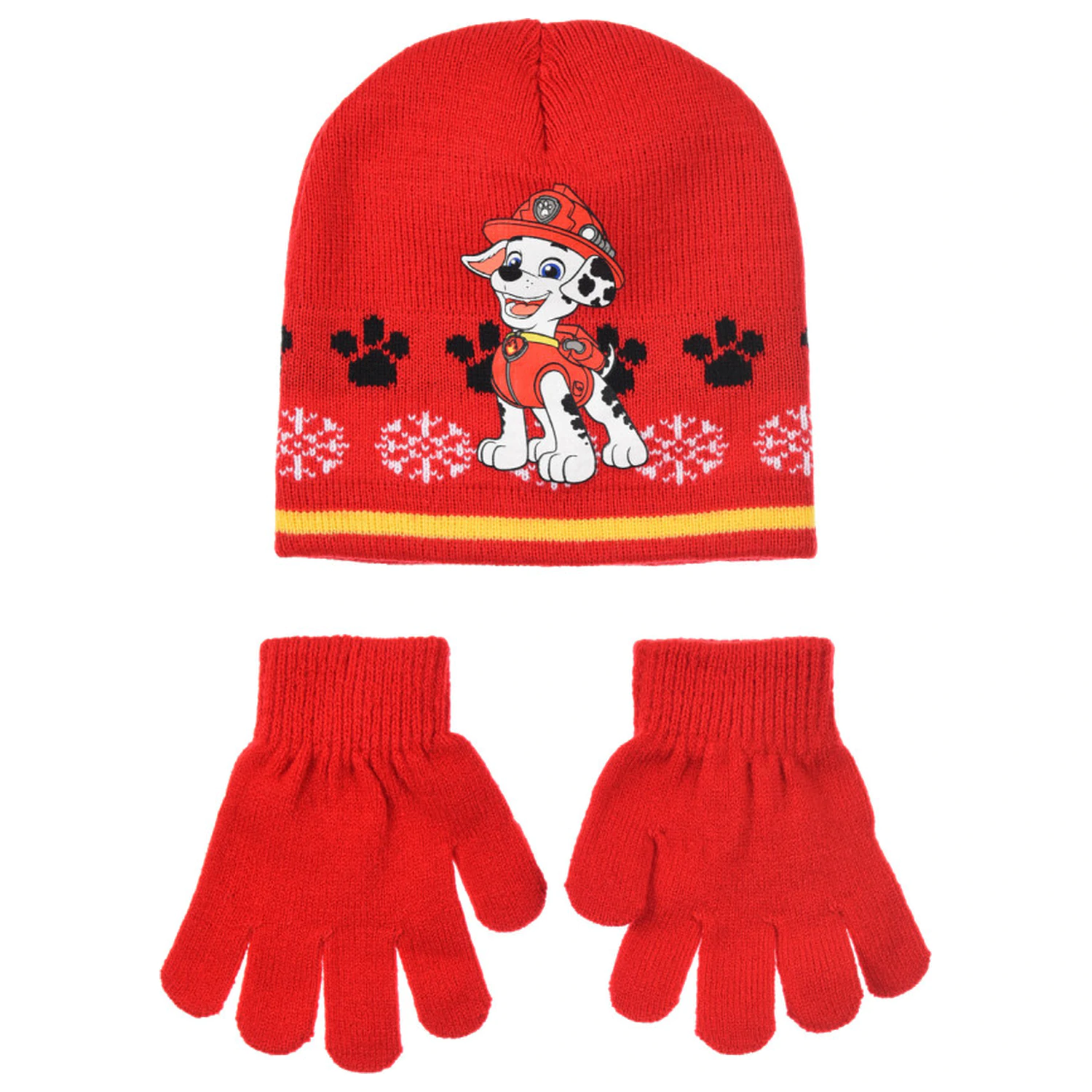 Paw Patrol Marshall červená dětská čepice a rukavice sada 54 cm fotografii produktu