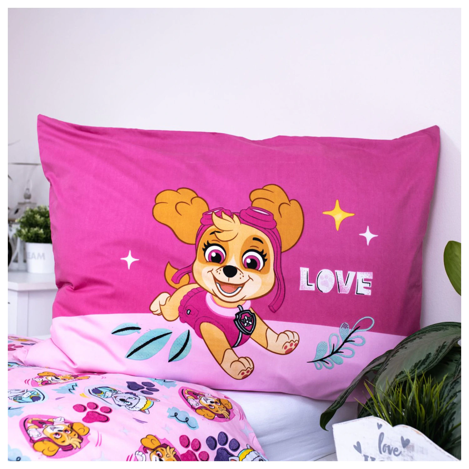 Paw Patrol Růžová Láska mikrovláknový povlak na přikrývku fotografii produktu