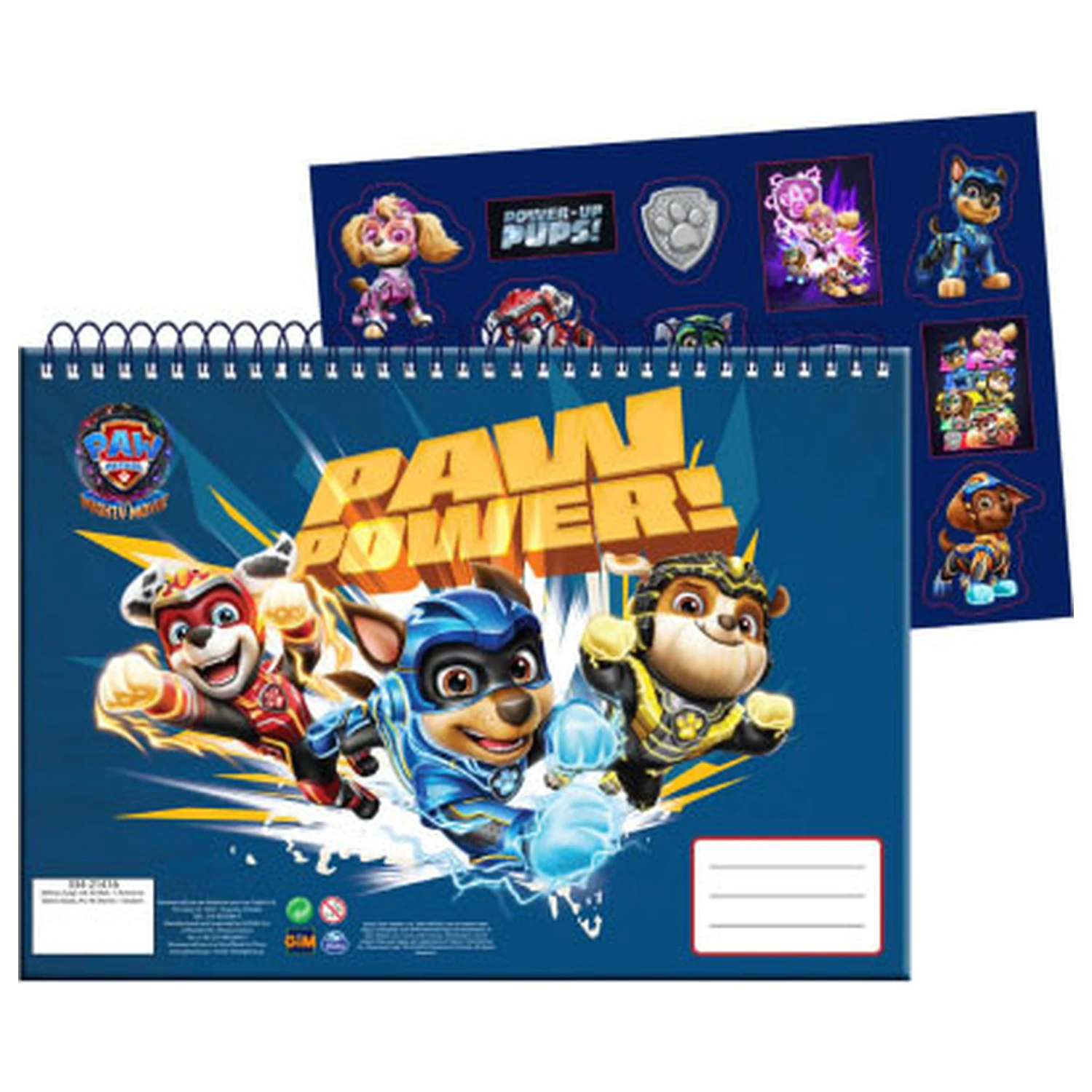 PAW Patrol Power Up A/4 spirálový skicář s 40 samolepkami fotografii produktu