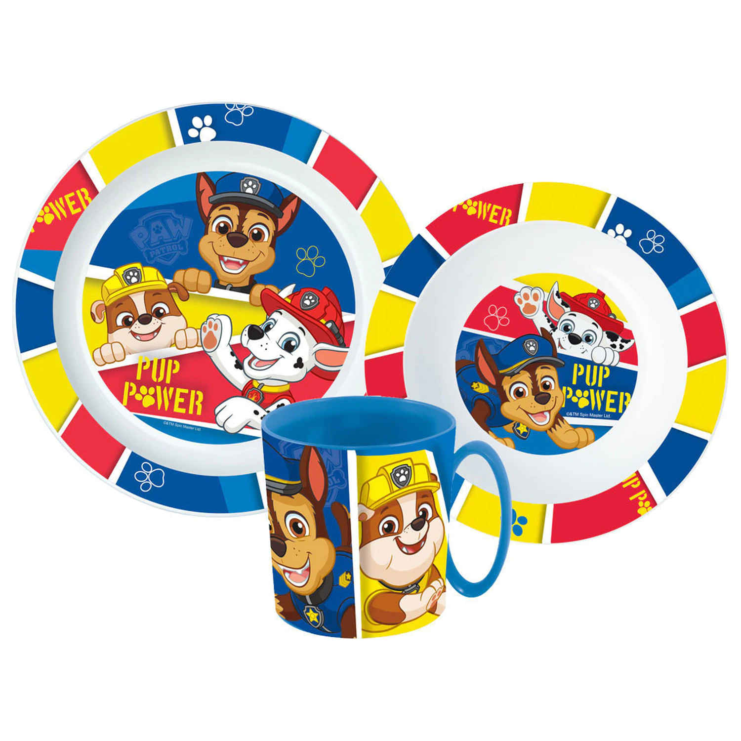 Paw Patrol Pup Power jídelní set, Micro Plastic Set s hrnkem 350 ml fotografii produktu