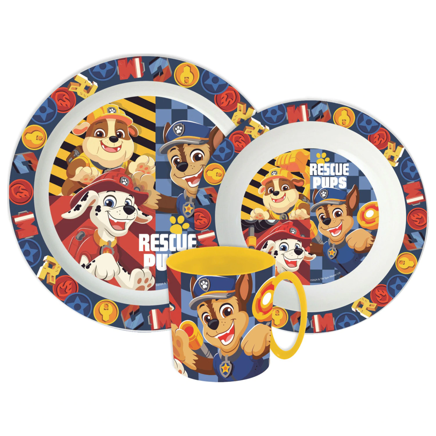 Paw Patrol Rescue Pups jídelní souprava, mikropvláknová plastová sada s hrnkem fotografii produktu