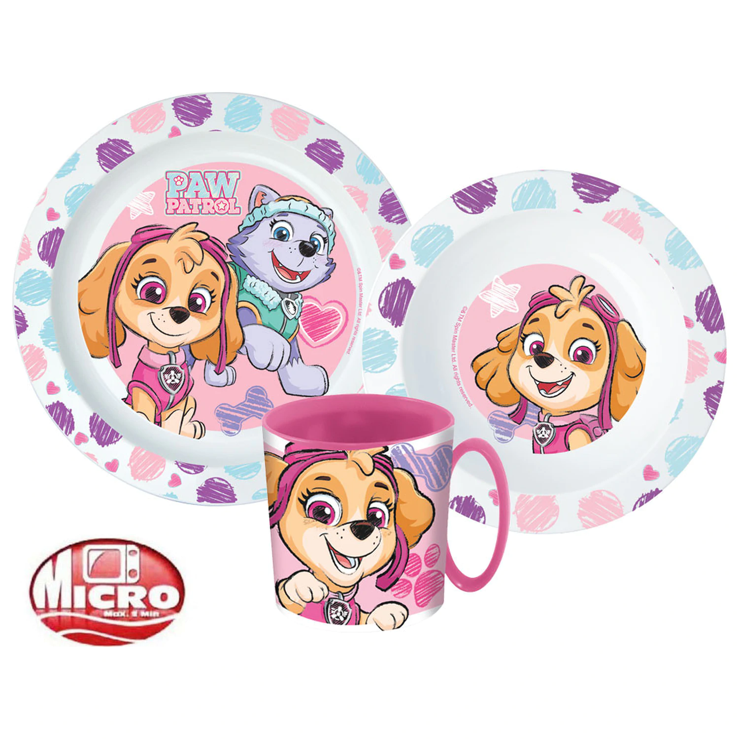 Paw Patrol Sketch jídelní sada, mikro plastová sada s hrnkem fotografii produktu