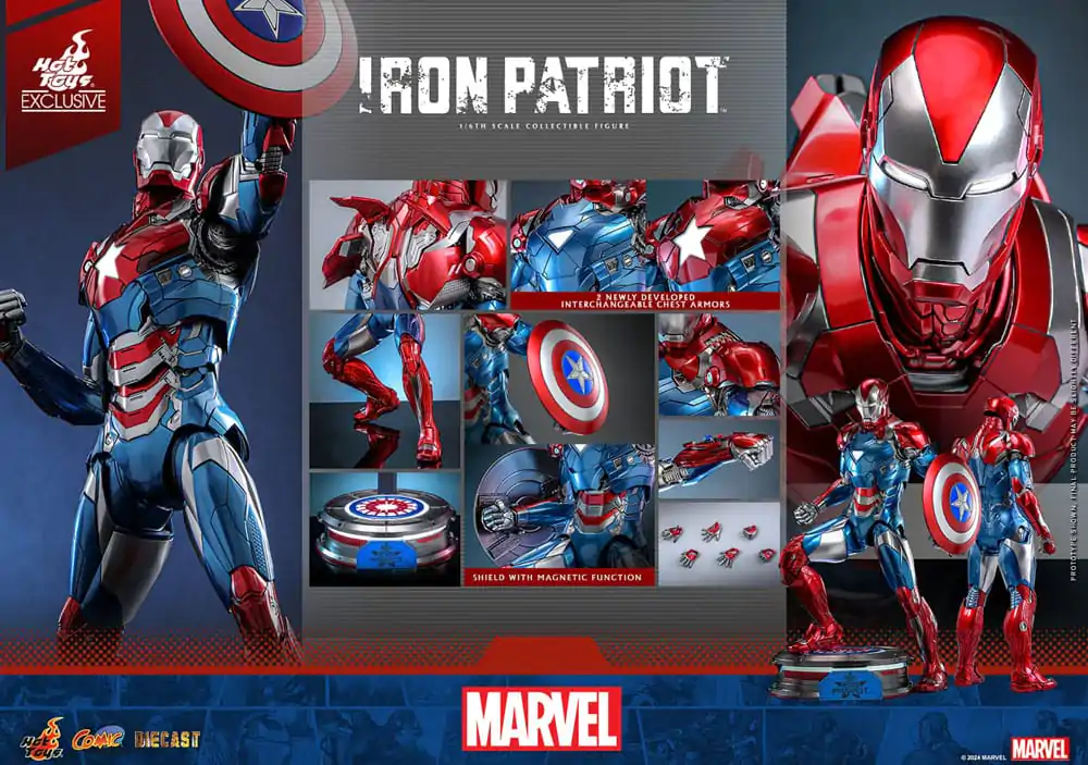 Marvel Comic Diecast Masterpiece Akční figurka 1/6 Iron Patriot Hot Toys Exclusive 32 cm fotografii produktu