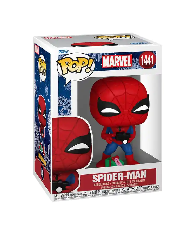 Marvel Funko POP! Vinylová figurka Holiday Spiderman s otevřeným dárkem 9 cm fotografii produktu