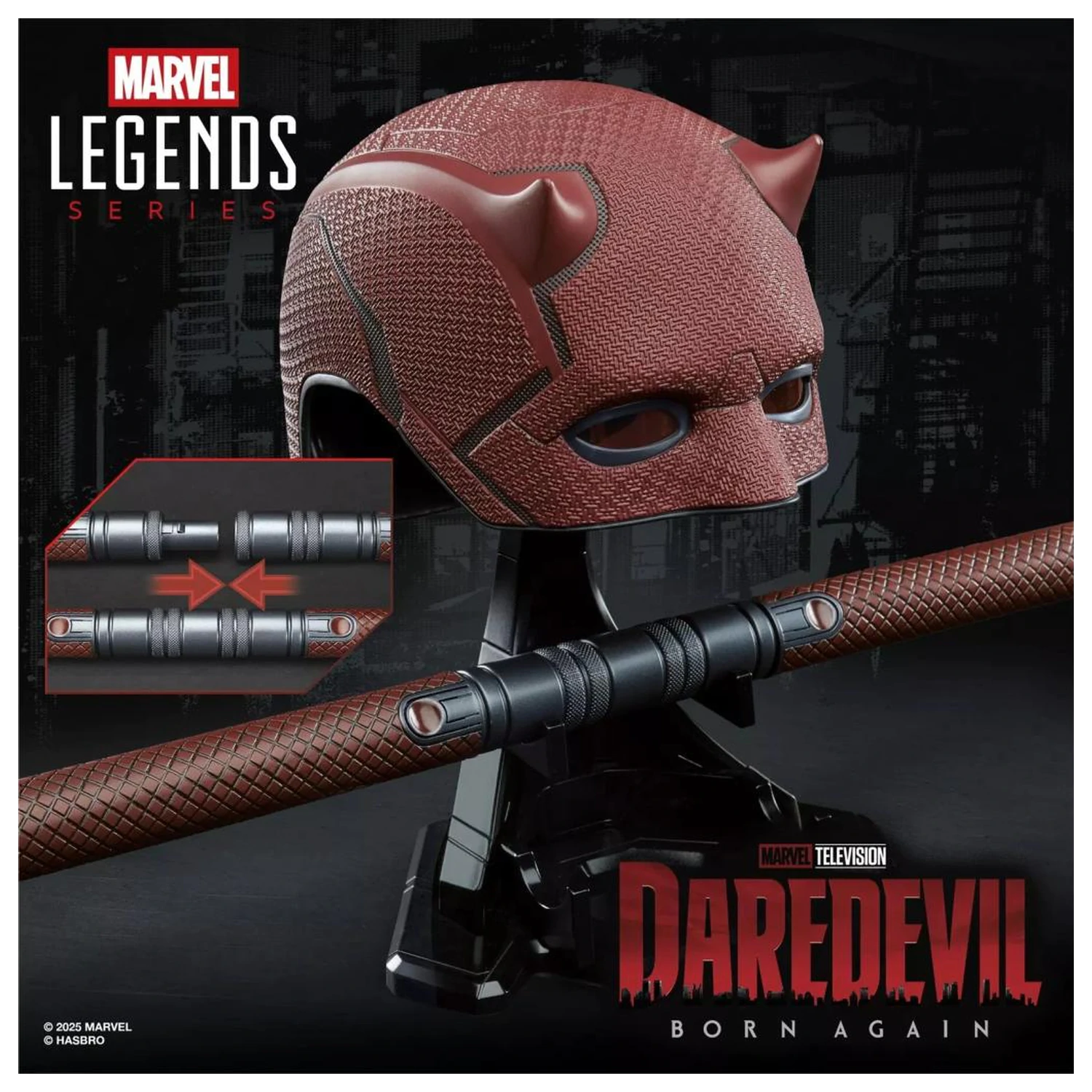 MARVEL Přilba a obušek Billy klub Premium replika pro roleplay ze série Daredevil Legend fotografii produktu
