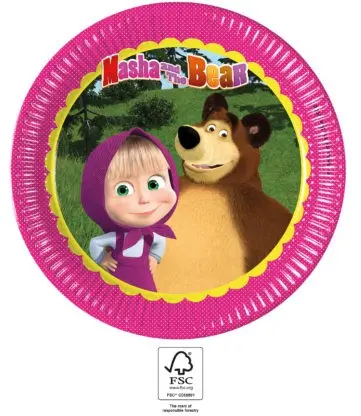 Masha and the Bear Papírové talíře 8 ks 23 cm FSC fotografii produktu