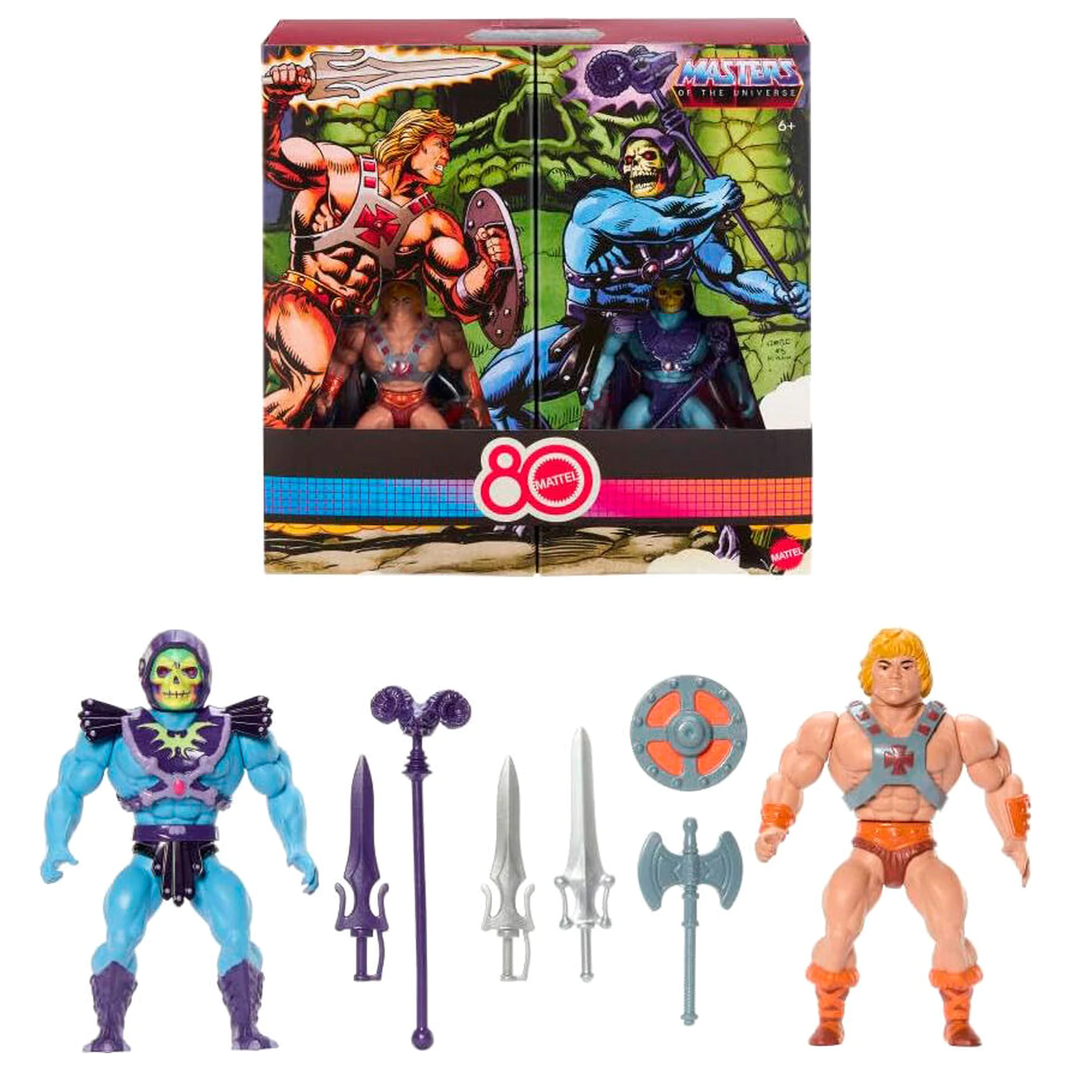 Masters of the Universe Origins 80 Anniversary Mattel He-Man a Skeletor set 2 figure 14cm fotografii produktu