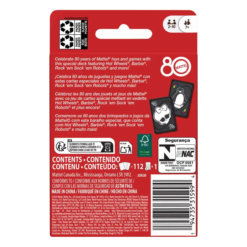 Mattel 80. výročí UNO karetní hra Ruby Red fotografii produktu
