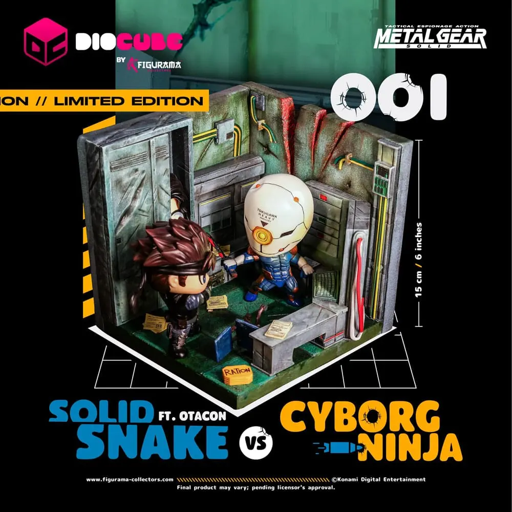 Metal Gear Solid DioCube PVC Diorama Solid Snake Vs Cyborg Ninja Ft Otacon 15 cm fotografii produktu