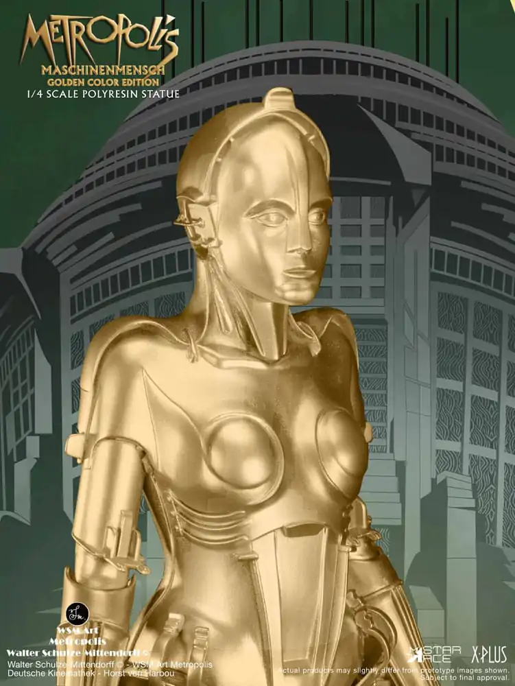 Metropolis Statue 1/4 Maschinenmensch Metallic Gold 40 cm socha fotografii produktu