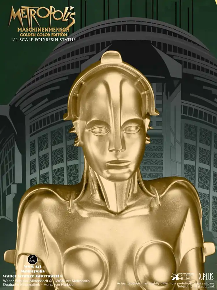 Metropolis Statue 1/4 Maschinenmensch Metallic Gold 40 cm socha fotografii produktu