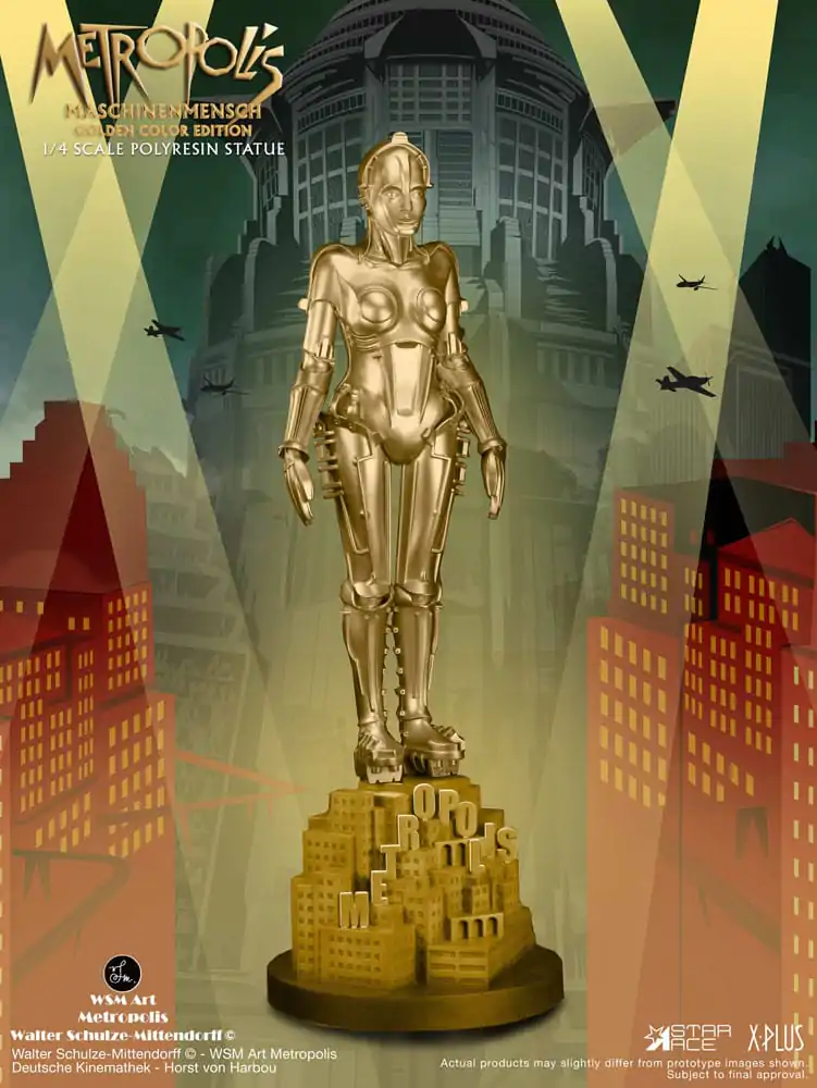 Metropolis Statue 1/4 Maschinenmensch Metallic Gold 40 cm socha fotografii produktu